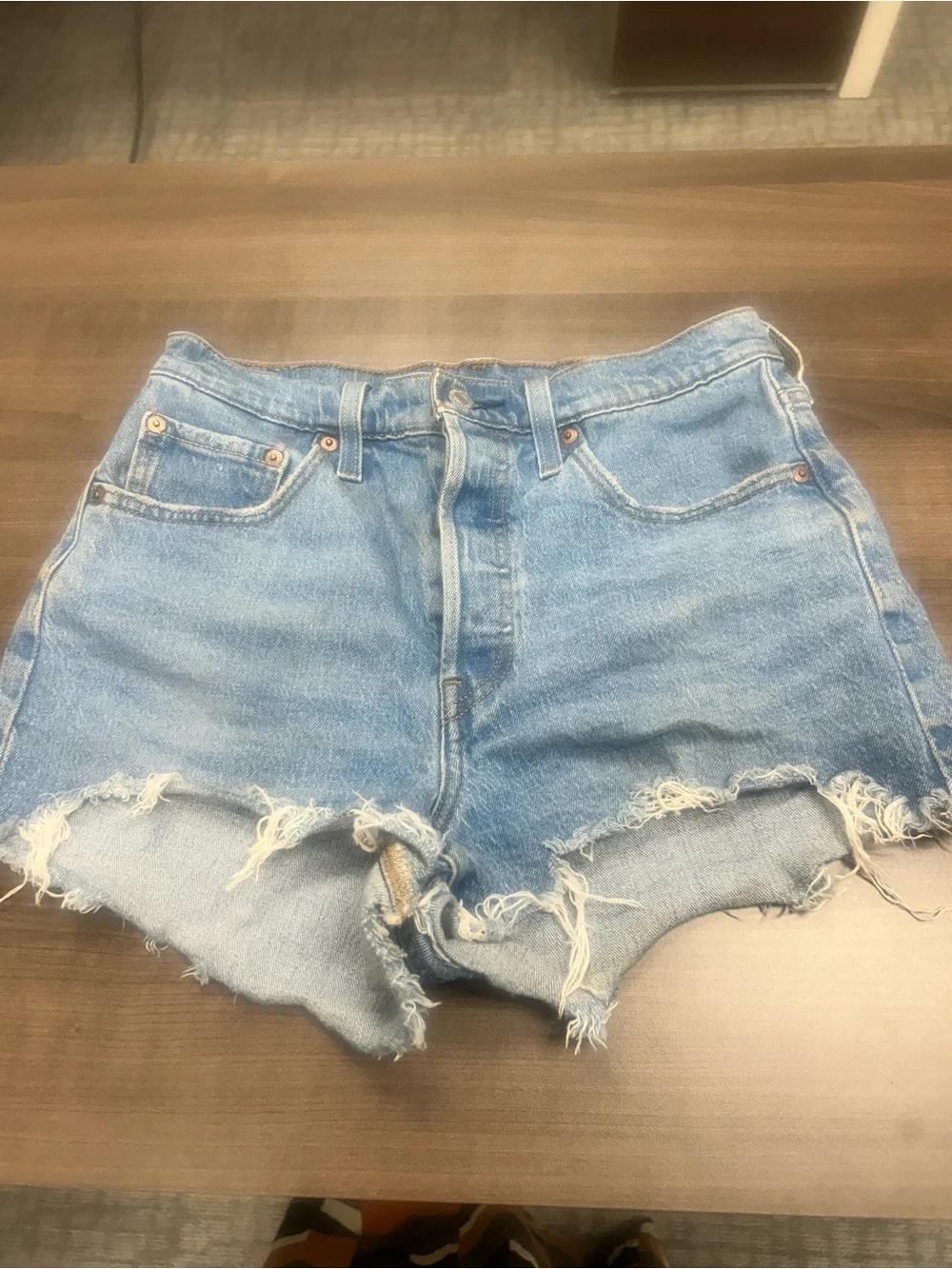 Levi’s 501 Classic High-Rise Distressed Denim Shorts - Light Blue